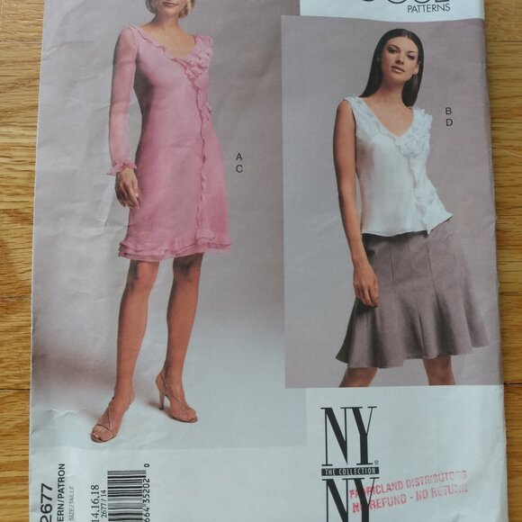Vintage Vogue Dress Sewing Pattern Top Skirt Size 14-18 Ruffle Gored 2677 - Picture 9 of 10